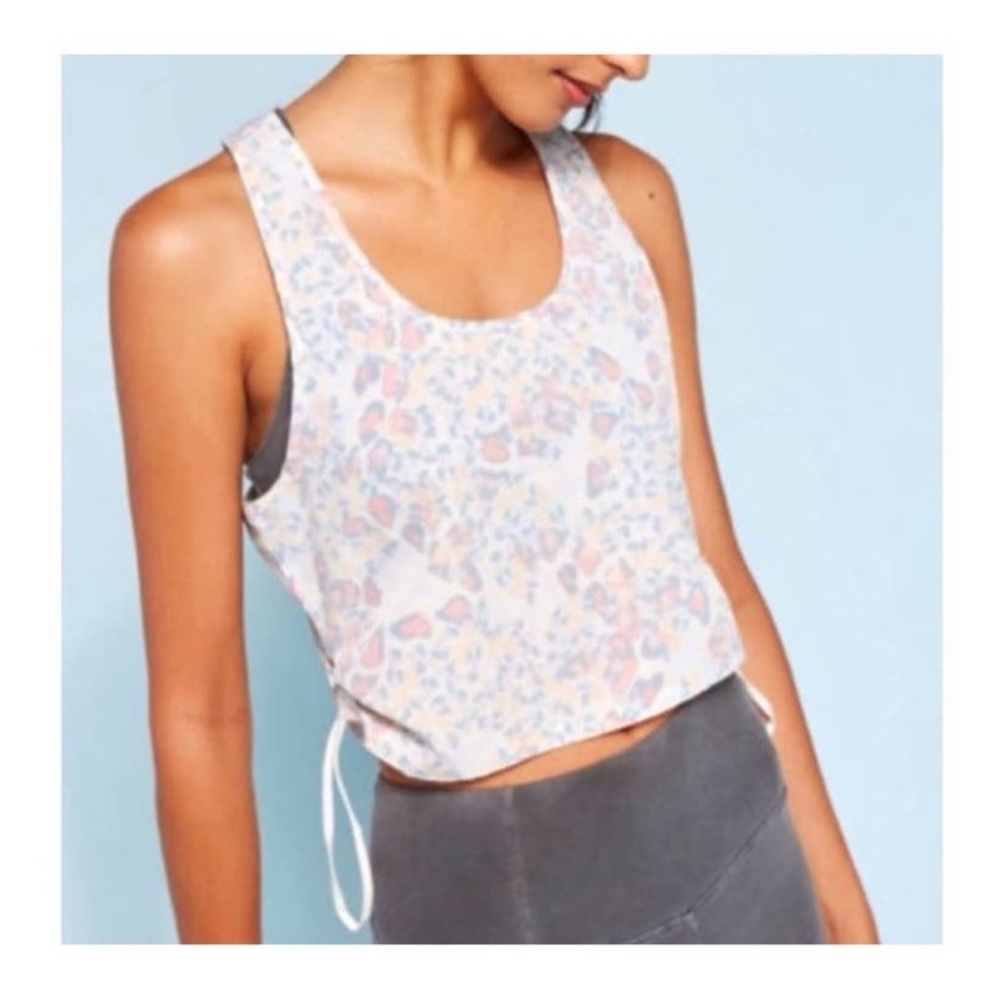 Anthropologie Medium Hologram Tank Annette Crop Top Yoga Leopard Free People